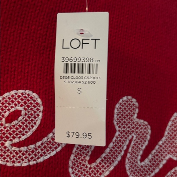 LOFT Festive Red Crew Neck Sweater - Picture 7 of 7